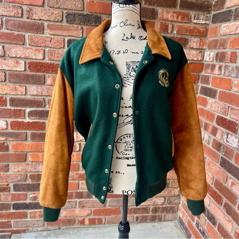 VINTAGE MGM GRAND CASINO LEATHER WOOL JACKET COAT SIZE SMALL - Picture 2 of 14